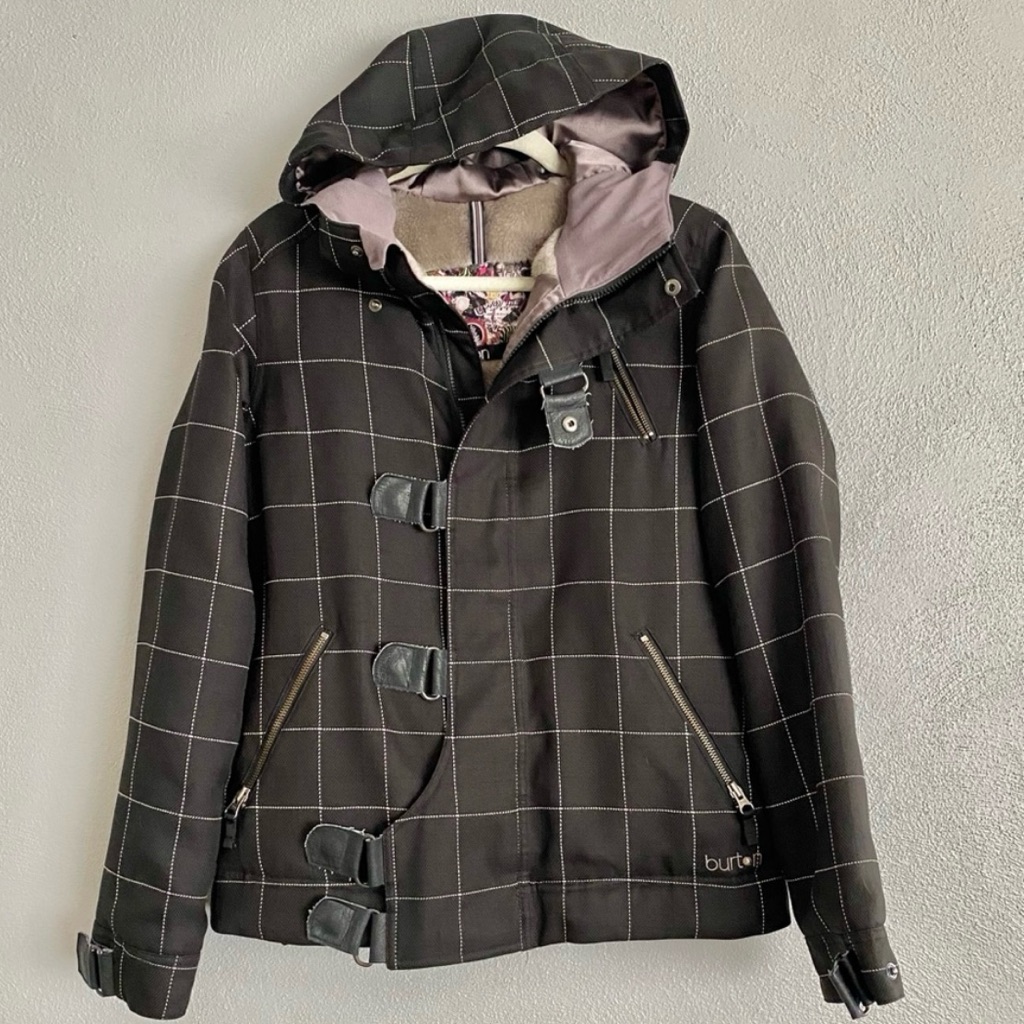 Vintage Burton Black Grid Snowboard Ski Jacket Women's Size Small